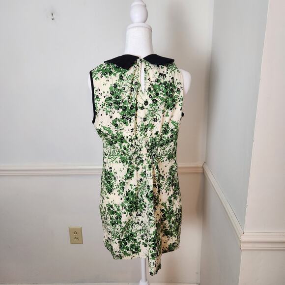 Angie Dress Sz Large Juniors Mini Collar Green Cream Floral Preppy Fairy Y2K Bow - Picture 6 of 16